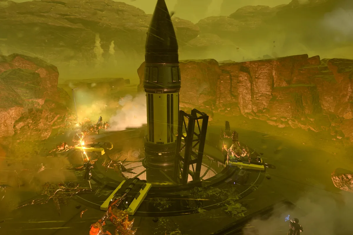 Official PlayStation Helldivers 2 mission scene used to show the live-game context for Warbond updates